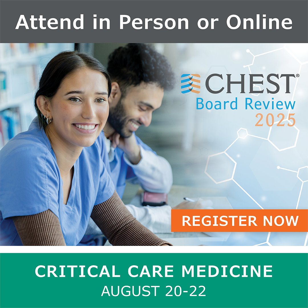 CHEST (@accpchest) on Twitter photo Improve your exam scores and advance your clinical knowledge with CHEST Critical Care Board Review. Register today:
hubs.la/Q03q254y0 Improve your exam scores and advance your clinical knowledge with CHEST Critical Care Board Review. Register today:
hubs.la/Q03q254y0