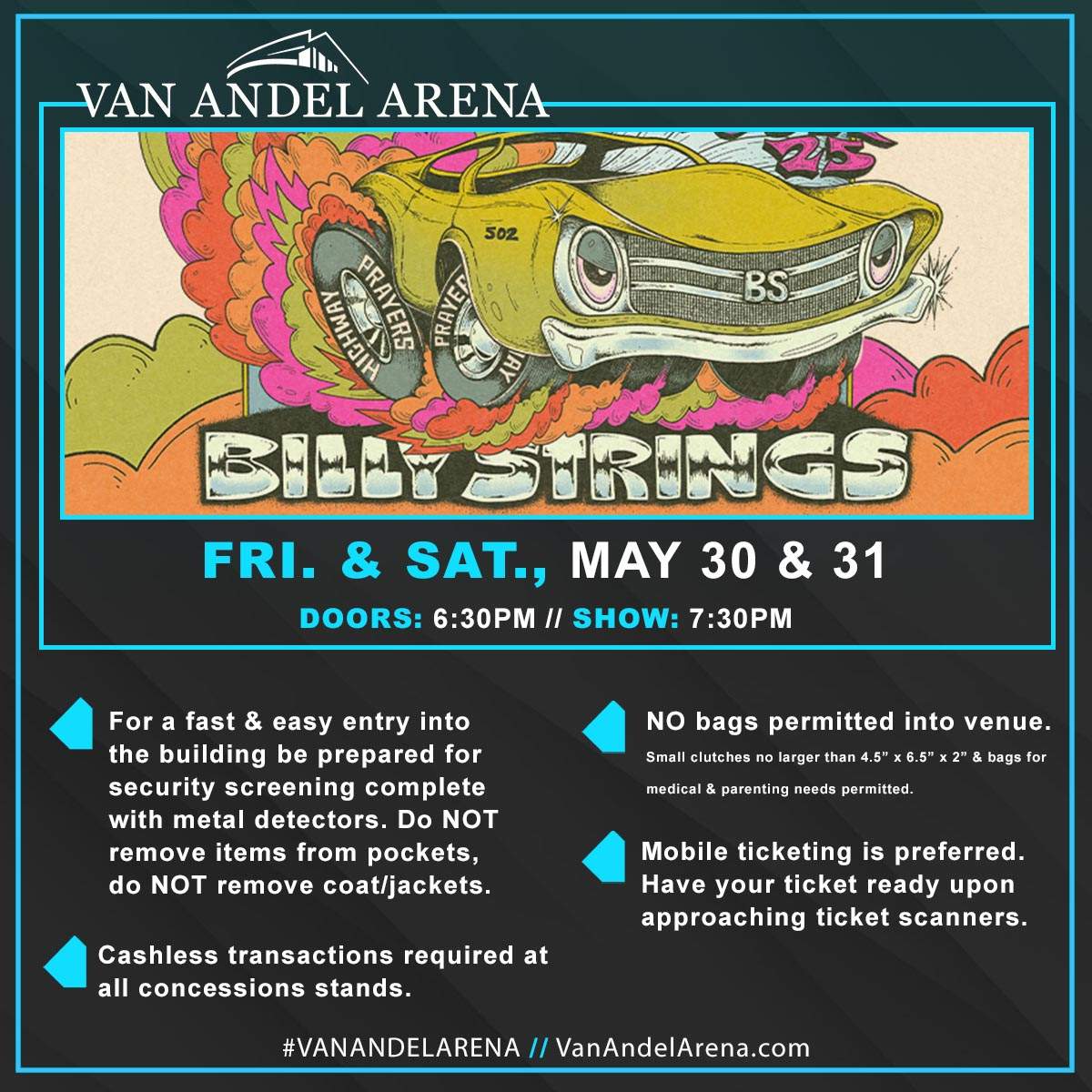 Van Andel Arena (@vanandelarena) on Twitter photo . <a href="/BillyStrings/">Billy Strings</a> is back for Night 2 TONIGHT! 🎶🔥
Before you head to the show, make sure you’ve got all the must-know info 👇 . <a href="/BillyStrings/">Billy Strings</a> is back for Night 2 TONIGHT! 🎶🔥
Before you head to the show, make sure you’ve got all the must-know info 👇