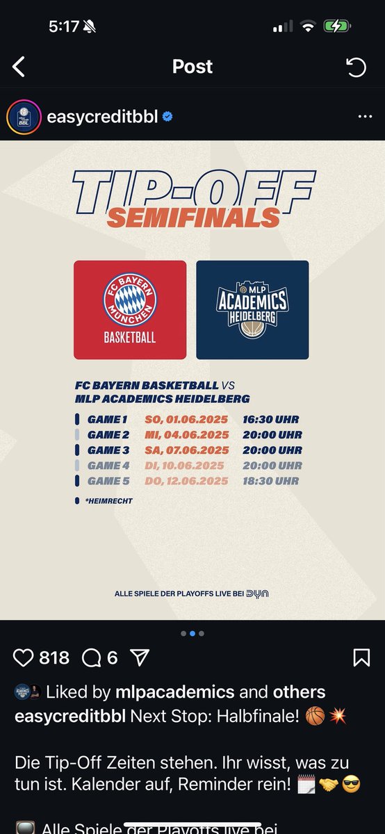 For those that have asked, the 1st game of the semi-finals will be aired tomorrow morning 6/1 @ 10:30 est on Fubo.  If you don’t have Fubo, you can do a free trial and cancel after the game.  Once again, history made….1st NC State, now Heidelberg Germany. Let’s go MLP Academics.