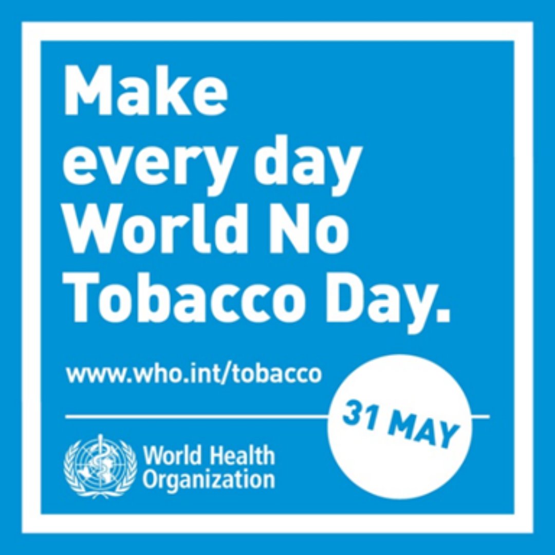 Today we recognize <a href="/WHO/">World Health Organization (WHO)</a>'s World No Tobacco Day! A smoke-free policy protects health and keeps the air clean by reducing secondhand smoke.  #WorldNoTobaccoDay #BreatheEasySmokeFree