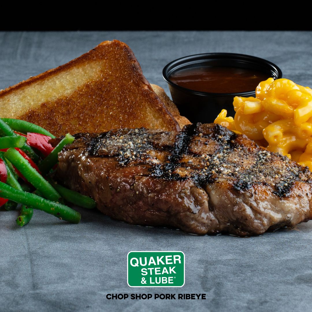 Get ready for a juicy new favorite... Our NEW Chop Shop Pork Ribeye is tender &amp; packed with flavor! It's served with Orange sauce &amp; two regular Sidecars.