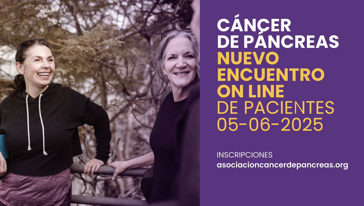 Jornada online gratuita para pacientes: “Relaciones sociales y ocio tras el diagnóstico”
 5 Junio de 16.30 a 18.00 h.
Inscríbete antes del 3/6: asociacioncancerdepancreas.org/encuentros
#CáncerDePáncreas #ACANPAN #Psicooncólogía