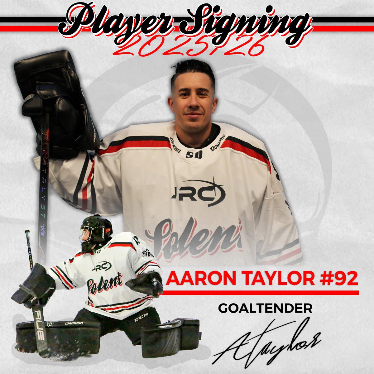 SolentDevil's tweet image. ✍ TAYLOR LOCKS DOWN THE CREASE ✍

Tonight, the Solent Devils continue to add to their competitive 2025/26 roster by announcing another player!

This time around, the Solent Devils add with the re-signing of their primary Starting Goaltender… #92 Aaron Taylor!

🧵(1/3)