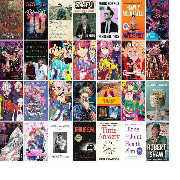 This week the Henderson Libraries have 480 new books and 66 new music CDs.  New items include A Curse Carved in Bone, Releasing 10, Peace Is a Shy Thing, SNAFU, Fahrenheit-182, Heavily Meditated, Jujutsu Kaisen 15, and Together We Roared. wowbrary.org/nu.aspx?p=318-…