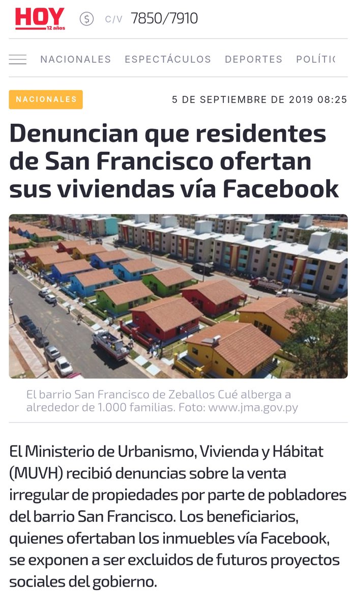 Altosnoticiasp1's tweet photo. BARRIO SAN FRANCISCO
SUCURSAL DE LA CHACARITA Y BAÑADOS

"Los Deptos fueron adjudicados a gente de la Chacarita y los bañados, vendieron o se quedaron las ovejas negras. Desde el primer mes que se inauguró por Sole Nuñez comenzó la inseguridad en Zeballos Cué" un vecino indignado https://t.co/G5f3wy2G2o