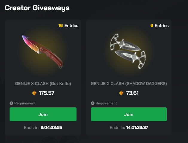 AS ALWAYS CODE "GENIJE" CLASHGG🎉
1 NEW GIVEAWAY (big chances to win)
clash.gg/affiliate/crea…