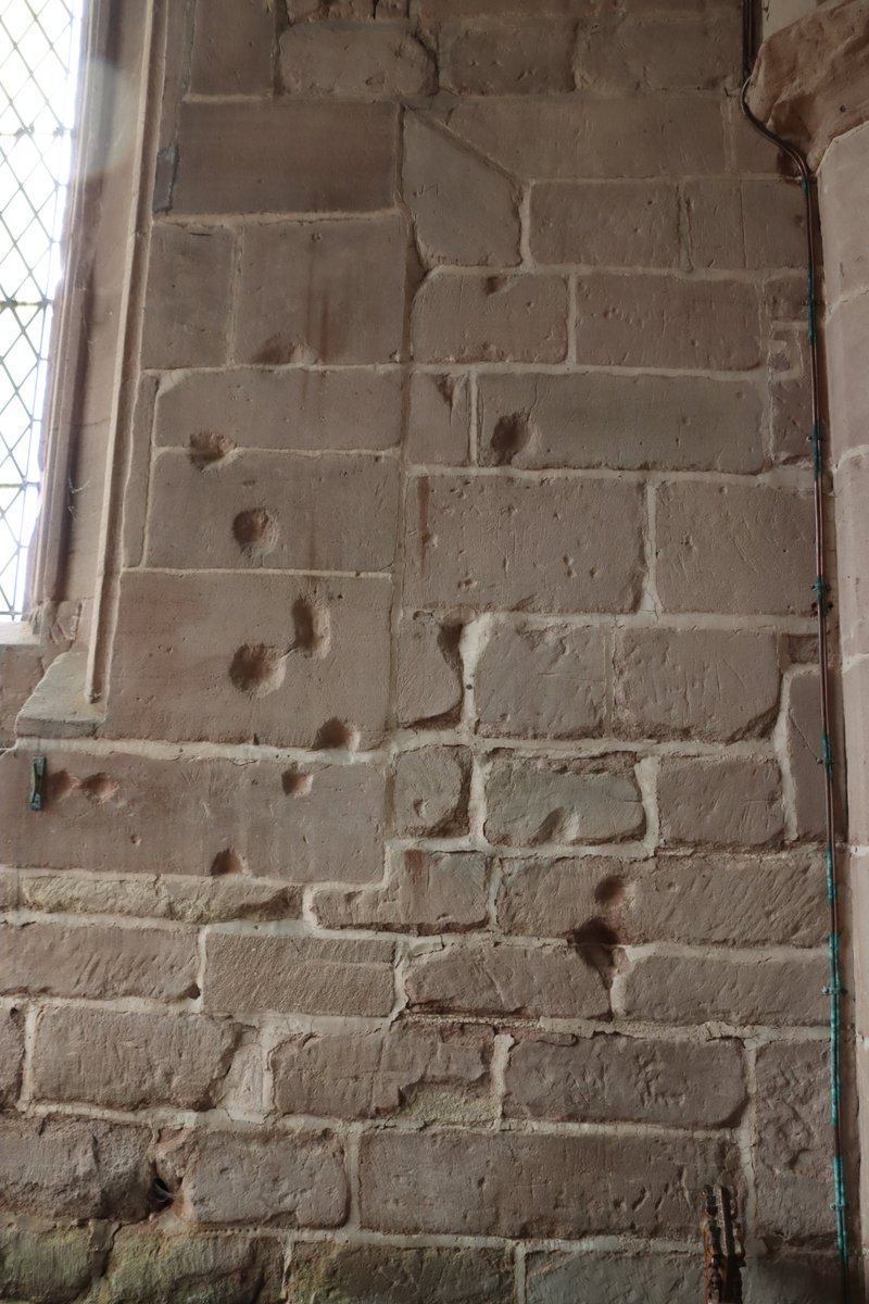 BasedInChurton's tweet image. It's not every church that carries musket-holes from combat during the Civil War within the church itself, but St Chad's in Holt next to the medieval bridge is one of them. Lots of splendid features in this Grade 1 listed church including a stunning font.
wp.me/pcZwQK-4ae