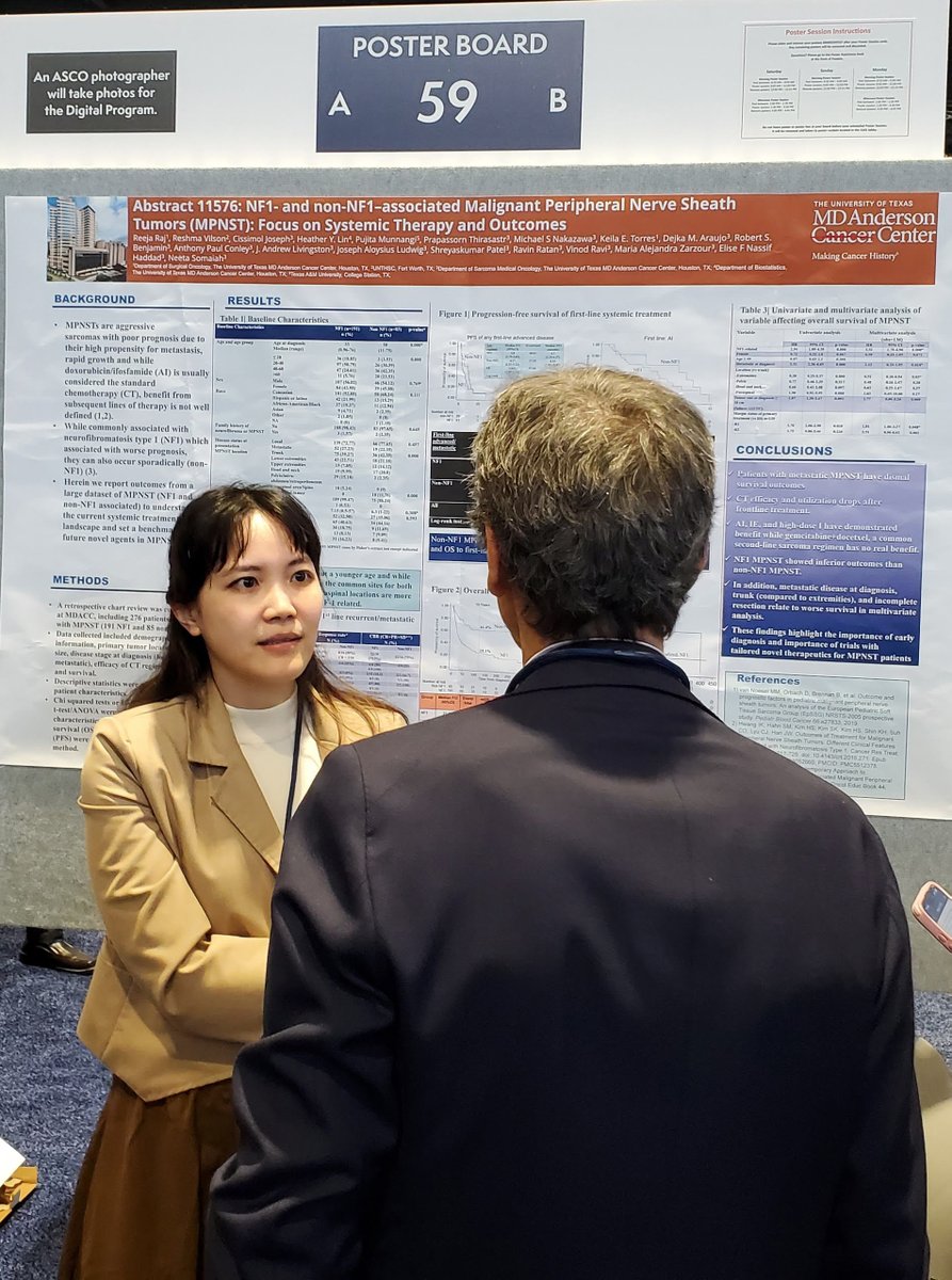 MD Anderson Cancer Center (@mdandersonnews) on Twitter photo Our Dr. Prapassorn Thirasastr, a research scientist in Sarcoma Medical Oncology, showcased work done with our <a href="/NeetaSomaiahMD/">Neeta Somaiah, MD</a> and <a href="/NassifElise/">Elise Nassif Haddad</a> on the characterization of patients with NF1 and non-NF1 malignant peripheral nerve sheath tumors. <a href="/ASCO/">ASCO</a> #ASCO25 #EndCancer Our Dr. Prapassorn Thirasastr, a research scientist in Sarcoma Medical Oncology, showcased work done with our <a href="/NeetaSomaiahMD/">Neeta Somaiah, MD</a> and <a href="/NassifElise/">Elise Nassif Haddad</a> on the characterization of patients with NF1 and non-NF1 malignant peripheral nerve sheath tumors. <a href="/ASCO/">ASCO</a> #ASCO25 #EndCancer