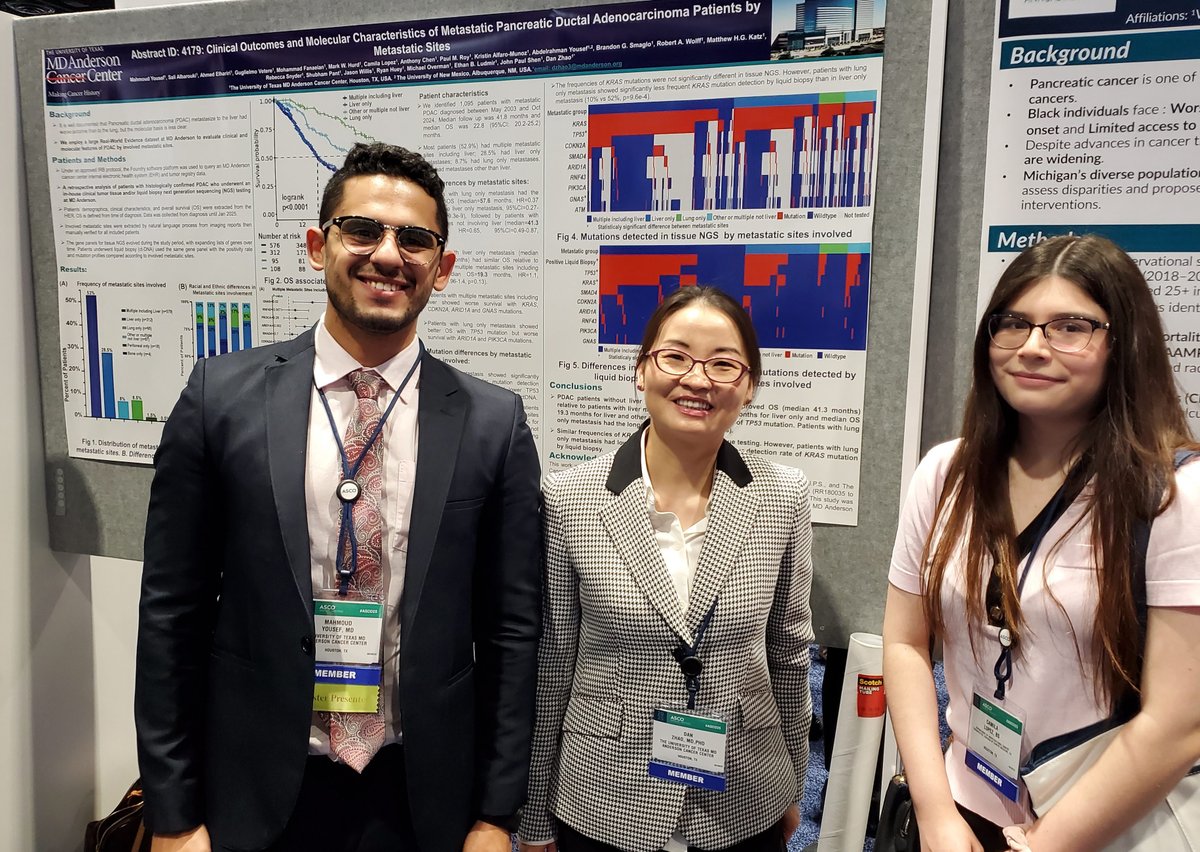 MD Anderson Cancer Center (@mdandersonnews) on Twitter photo In the first #ASCO25 poster session, our postdoctoral fellow Dr. Mahmoud Yousef, working with <a href="/DanZhaoMD/">A pancreatic cancer doctor</a>, presented a comparison of the clinical and molecular features of patients with pancreatic ductal adenocarcinoma that has metastasized to either the liver or the lung. In the first #ASCO25 poster session, our postdoctoral fellow Dr. Mahmoud Yousef, working with <a href="/DanZhaoMD/">A pancreatic cancer doctor</a>, presented a comparison of the clinical and molecular features of patients with pancreatic ductal adenocarcinoma that has metastasized to either the liver or the lung.