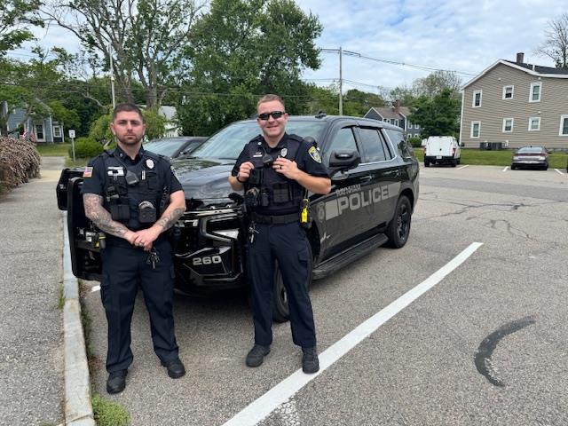 The members of the Raynham Police Department would like to welcome our newest Police Officer, Tyler Pietrowicz (pictured left).  Off. Pietrowicz is filling a vacant position. Over the next few weeks, he will undergo a vigorous field training program with FTO Kelly (pic right).