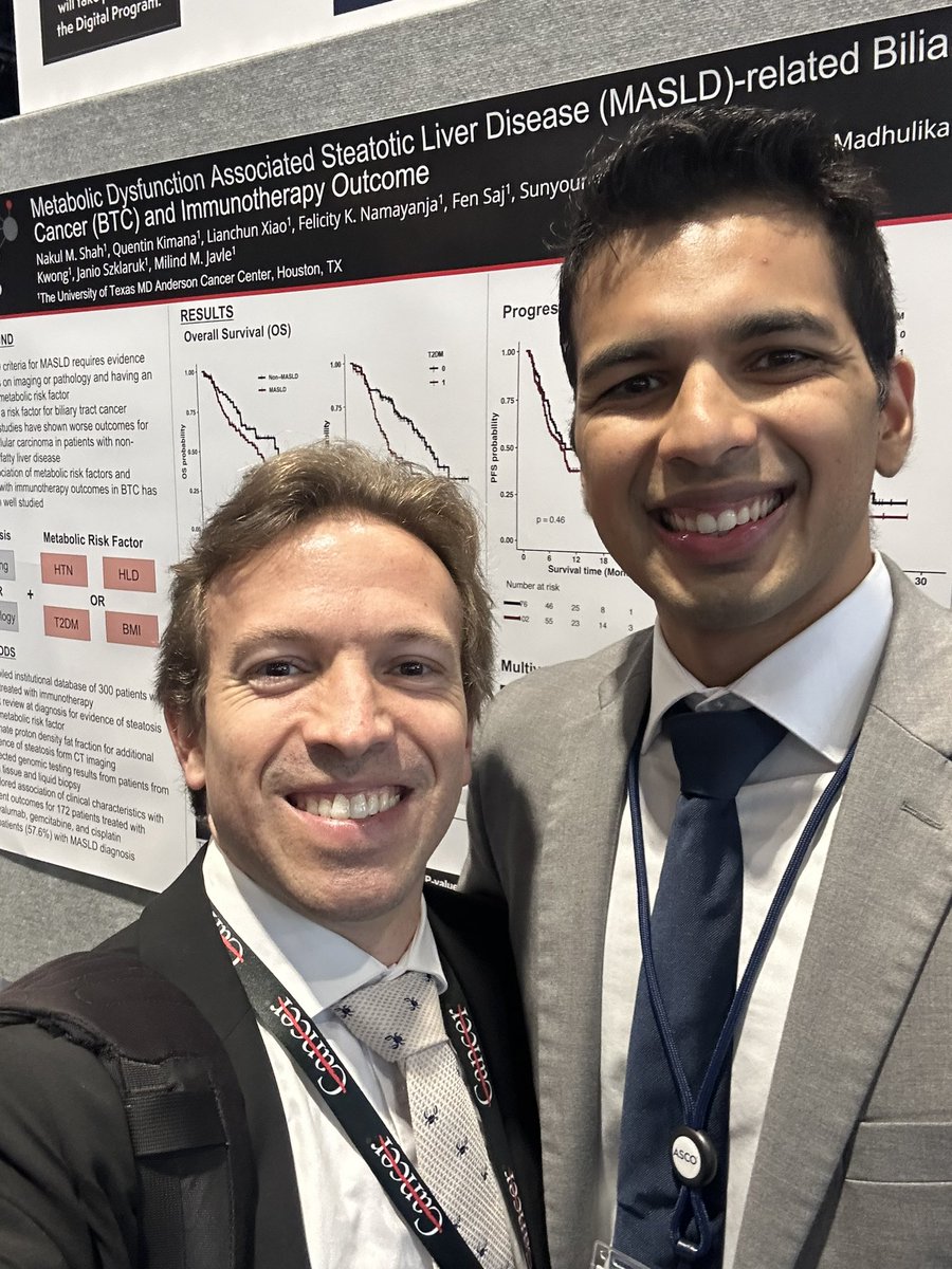 Ryan Denu, MD, PhD (@ryandenu) on Twitter photo Congrats to <a href="/Nakul2234/">Nakul Shah</a> for an excellent presentation on MASLD affecting outcomes in biliary tract cancers
<a href="/MDAndersonNews/">MD Anderson Cancer Center</a> #endcancer #ASCO25 Congrats to <a href="/Nakul2234/">Nakul Shah</a> for an excellent presentation on MASLD affecting outcomes in biliary tract cancers
<a href="/MDAndersonNews/">MD Anderson Cancer Center</a> #endcancer #ASCO25