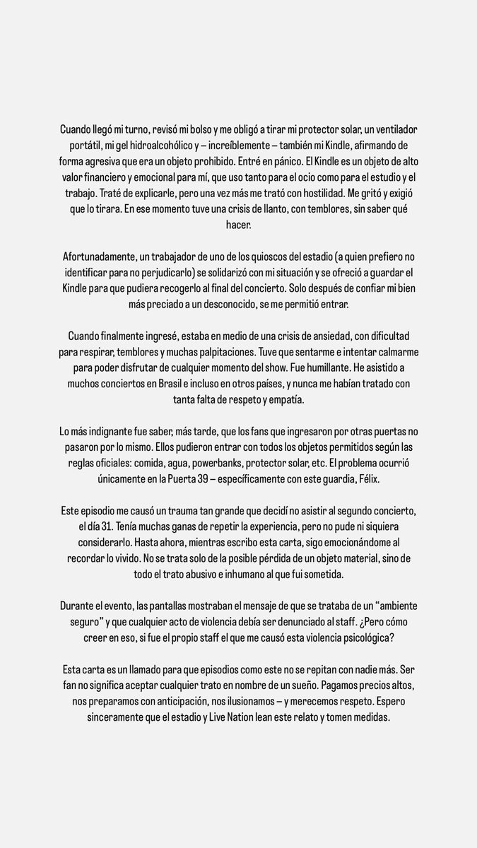goIdrushmore's tweet photo. Carta abierta sobre el trato recibido en el concierto de Ed Sheeran en el Estadio Riyadh Air Metropolitano (Madrid - 30/05/2025)

Open letter about the treatment I received at Ed
Sheeran's concert at Riyadh Air Metropolitano Stadium @LiveNationES @Metropolitano https://t.co/CFmJMQd9TE