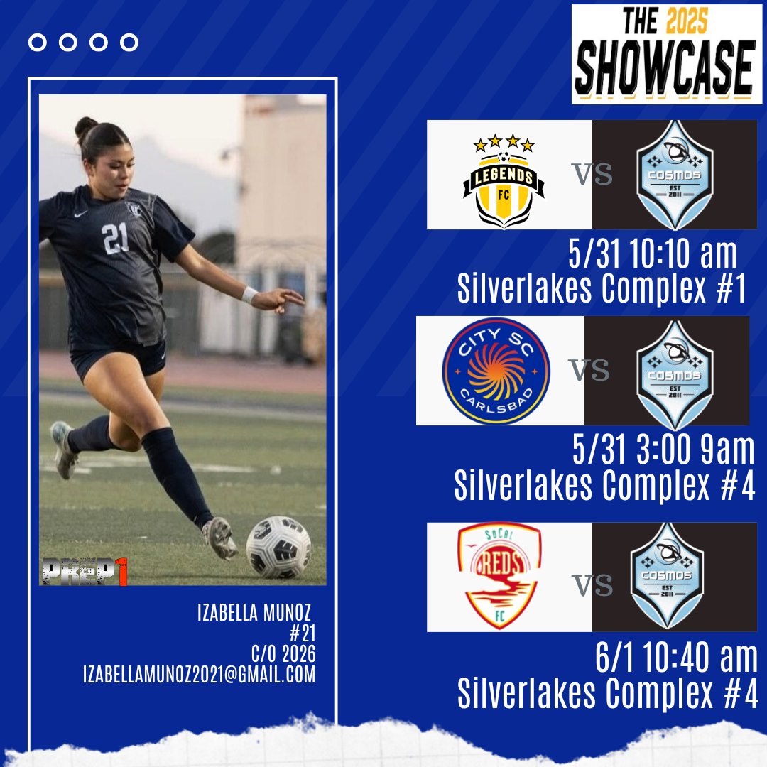 Izabella Muñoz (@izabellamunozz) on Twitter photo Attending 2025 Lengends Showcase with my team <a href="/epcosmosfc/">epcosmosfc</a>. I'm ready and excited to play! <a href="/Prep1USA/">PREP1</a> <a href="/ImYouthSoccer/">ECNL/GA/Recruiting/College Soccer</a> <a href="/DVHSWSoccer/">DVHS Women's Soccer</a> Attending 2025 Lengends Showcase with my team <a href="/epcosmosfc/">epcosmosfc</a>. I'm ready and excited to play! <a href="/Prep1USA/">PREP1</a> <a href="/ImYouthSoccer/">ECNL/GA/Recruiting/College Soccer</a> <a href="/DVHSWSoccer/">DVHS Women's Soccer</a>