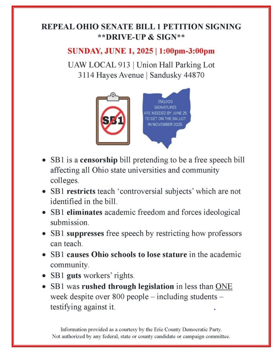 Join us for a drive-up &amp; sign event!

<a href="/eriecountydems/">Erie County (Ohio) Democrats</a> <a href="/OHDems/">Ohio Dems</a> <a href="/ohdemchairs/">ohiodemcountychairs</a> <a href="/hurondems_ohio/">Huron County (Ohio) Democratic Party</a> <a href="/HuronDems/">Huron Democrats</a> <a href="/OttawaCoOhDems/">Ottawa County Dems</a>