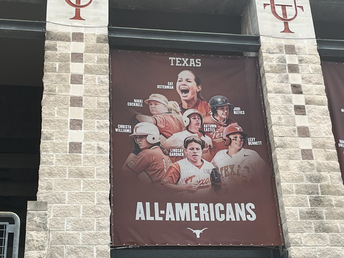 Cool when your head softball coach - Christa Williams-Yates - is on a banner for <a href="/TexasSoftball/">Texas Softball</a> as an All-American on the stadium she’s about to lead <a href="/KingwoodSB/">Kingwood HS Softball</a> into to play for a State Championship. #UILState