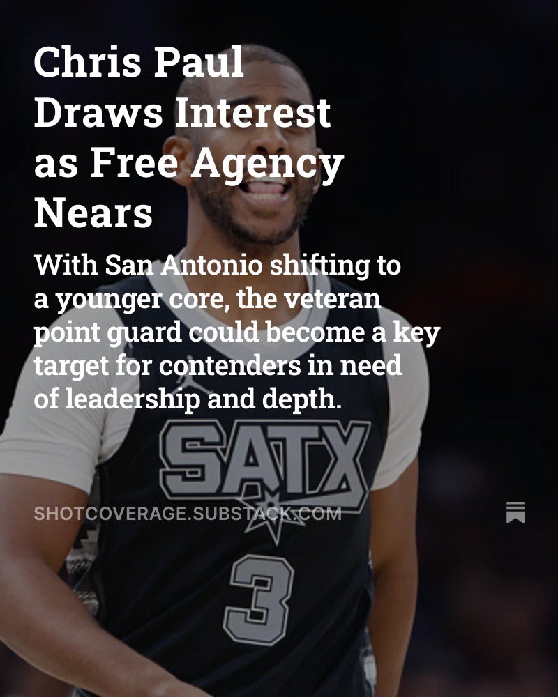 Chris Paul draws interest as free agency nears🏀 
Where do you think he’s going?
Read more on <a href="/ShotCoverage/">Shot Coverage</a> 

open.substack.com/pub/shotcovera…