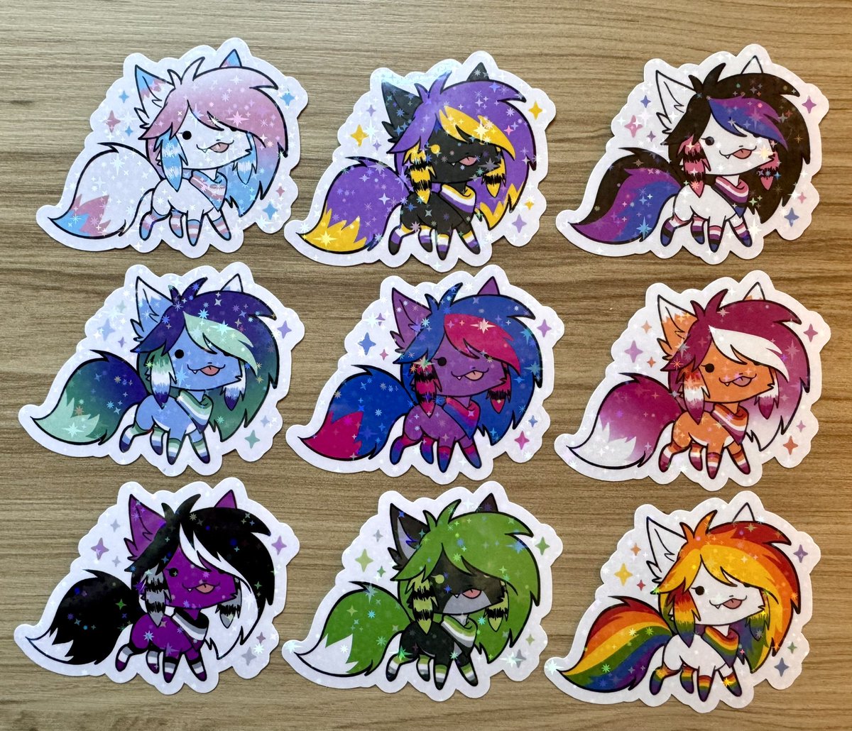 firestiart's tweet image. Sparkle Dog stickers, but make them โจ๐ณ๏ธโ๐Pride๐ณ๏ธโ๐โจ
