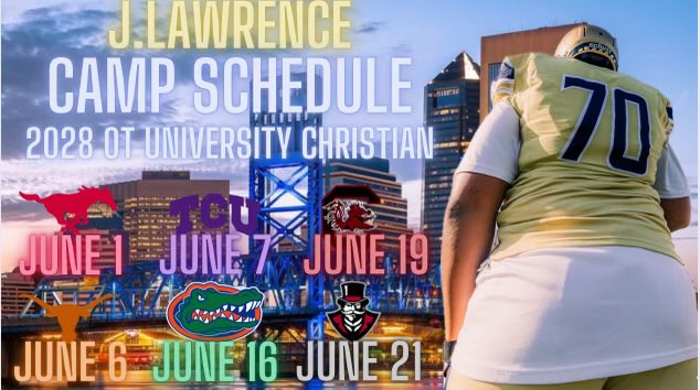 Joseph “Jay” Bailey (@josephbailey28) on Twitter photo Summer Schedule. Can’t wait to be at these schools in the next couple weeks
<a href="/KJJFlood/">Kyle Flood</a> <a href="/TexasFootball/">Texas Football</a> <a href="/TXHRecruiting/">TexasHorn Recruiting</a> <a href="/GarinJustice/">Garin Justice</a> <a href="/SMUFB/">SMU Football</a> <a href="/CoachHun_SMU/">Rickey Hunley Jr</a> <a href="/TCUFootball/">TCU Football</a> <a href="/FrogRecruiting/">TCU Recruiting</a> <a href="/CoachRickerOL/">AJ Ricker</a> <a href="/CoachTeasley/">Lonnie Teasley</a> <a href="/GamecockFB/">South Carolina Football</a> <a href="/CoachRobSale/">Rob Sale</a> <a href="/GatorsFB/">Florida Gators Football</a> <a href="/GovsFB/">Austin Peay Football</a> <a href="/CoachGehl/">Michael Gehl</a> @RivalsFriedman Summer Schedule. Can’t wait to be at these schools in the next couple weeks
<a href="/KJJFlood/">Kyle Flood</a> <a href="/TexasFootball/">Texas Football</a> <a href="/TXHRecruiting/">TexasHorn Recruiting</a> <a href="/GarinJustice/">Garin Justice</a> <a href="/SMUFB/">SMU Football</a> <a href="/CoachHun_SMU/">Rickey Hunley Jr</a> <a href="/TCUFootball/">TCU Football</a> <a href="/FrogRecruiting/">TCU Recruiting</a> <a href="/CoachRickerOL/">AJ Ricker</a> <a href="/CoachTeasley/">Lonnie Teasley</a> <a href="/GamecockFB/">South Carolina Football</a> <a href="/CoachRobSale/">Rob Sale</a> <a href="/GatorsFB/">Florida Gators Football</a> <a href="/GovsFB/">Austin Peay Football</a> <a href="/CoachGehl/">Michael Gehl</a> @RivalsFriedman