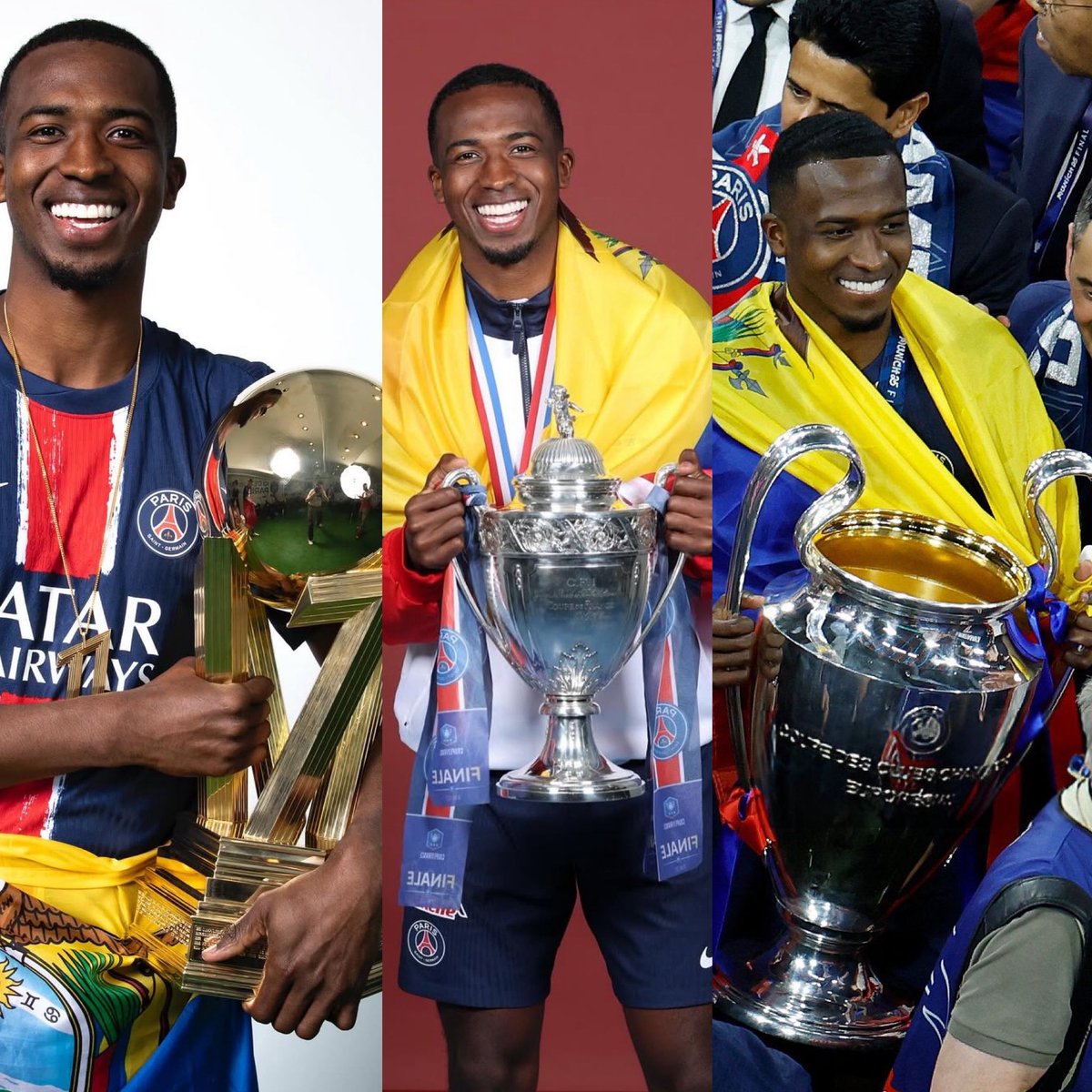 Juezcentral's tweet photo. Este dato de @SofascoreLA es salvaje. 

William Pacho es el futbolista que más minutos disputó en una Champions, en toda la historia. 1542 minutos de 1560 posibles.

Primer ecuatoriano campeón de Champions y del triplete, con 23 años. Qué defensor tiene Ecuador, señores. https://t.co/sUWccsJest