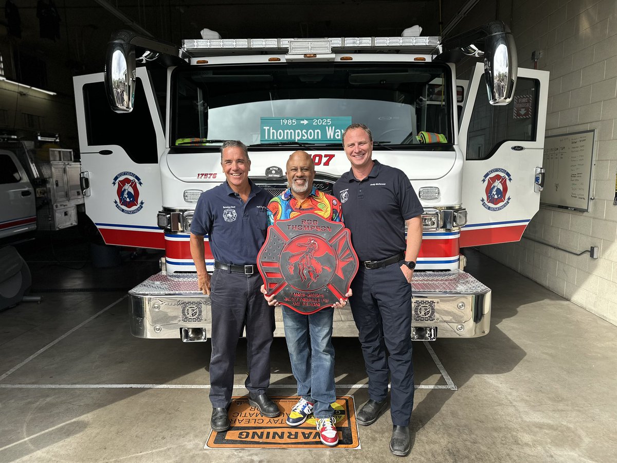 ScottsdaleFire's tweet image. Honoring Decades of Dedication
Please join us in celebrating the remarkable career of Firefighter Rod Thompson, who is retiring after an extraordinary 40 years of service. Wishing you a retirement filled with joy, good health, and well-deserved rest. Congratulations, Rod!