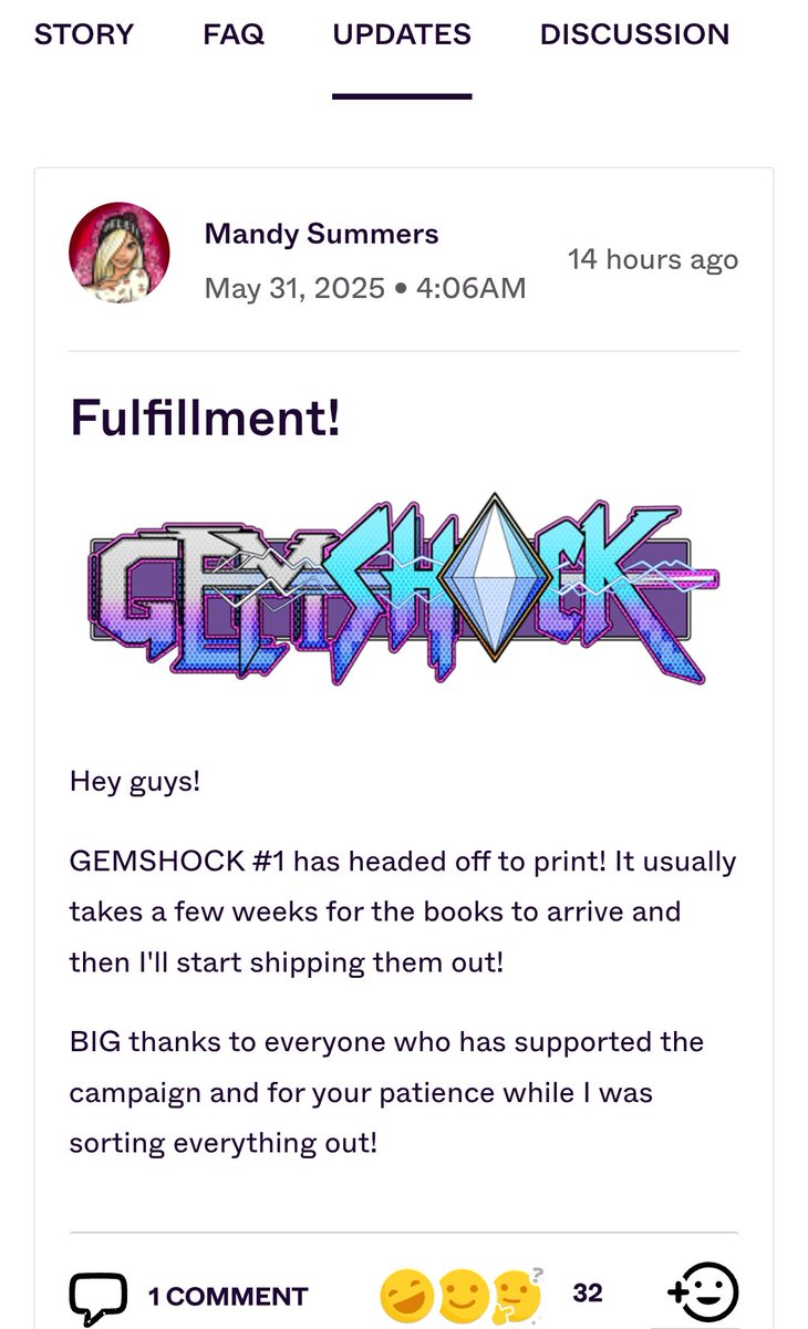 Excuse me, <a href="/WartTheWizard/">☀️ Mandy Summers - The Bad Girl of Comics 💀</a>!! Why update your IGG and post bullshit? 7 months ago, when your book was 2 years late, you said it would be at the printer in December.

This is how ComicsGate Kings show respect for their backers with lies and late books.