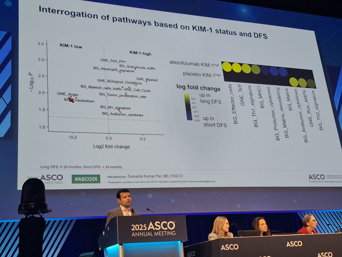 DrChoueiri's tweet photo. 📢 #ASCO25 | IMmotion010 Ph III | 778 pts high‑risk localized RCC: Adjuvant atezolizumab vs placebo—median DFS 57.2 mo vs 49.5 mo (HR 0.93; P = 0.50). Genomic analysis: baseline tumors from relapsing pts had ↑tumor mutational burden and PD‑L1 expression; post‑progression tumors enriched for antigen‑presentation loss and Wnt/β‑catenin pathway alterations. Sumanta K. Pal et al. Full abstract → https://t.co/AEkteaNvkn
@ASCO @ASCOPost @JCO_ASCO @neerajaiims @montypal @bergsa83 @GlopesMd @VivekSubbiah @OncoAlert @tompowles1 @OncBrothers @medicalwatchBC @yekeduz_emre @CParkMD @Silke_Gillessen @PGrivasMDPhD @TwoOncDocs @OncBrothers @Larvol @nataliagandur @crisbergerot @DrDanielHeng @TiansterZhang @HammersMD @sonpavde @drenriquegrande @scserendipity1 @BraunMDPhD @Uromigos @AminNassarMD @ZiadBakouny @DrRanaMcKay @NazliDizman