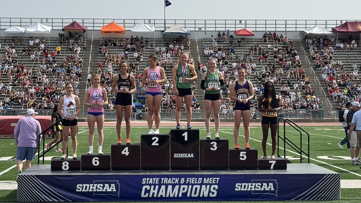 It’s a 1-3 finish for Kali and Charlee in the 100 m dash! BIG team points!! Also, Kali set the State AA Meet record in the event! Awesome job, girls!!