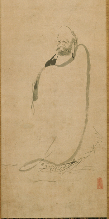 蘆葉達磨図 宮本武蔵 徳川美術館開館50周年記念 蘆葉達磨図 宮本武蔵筆徳川美術館蔵（過去、名古屋市蓬左文庫展示