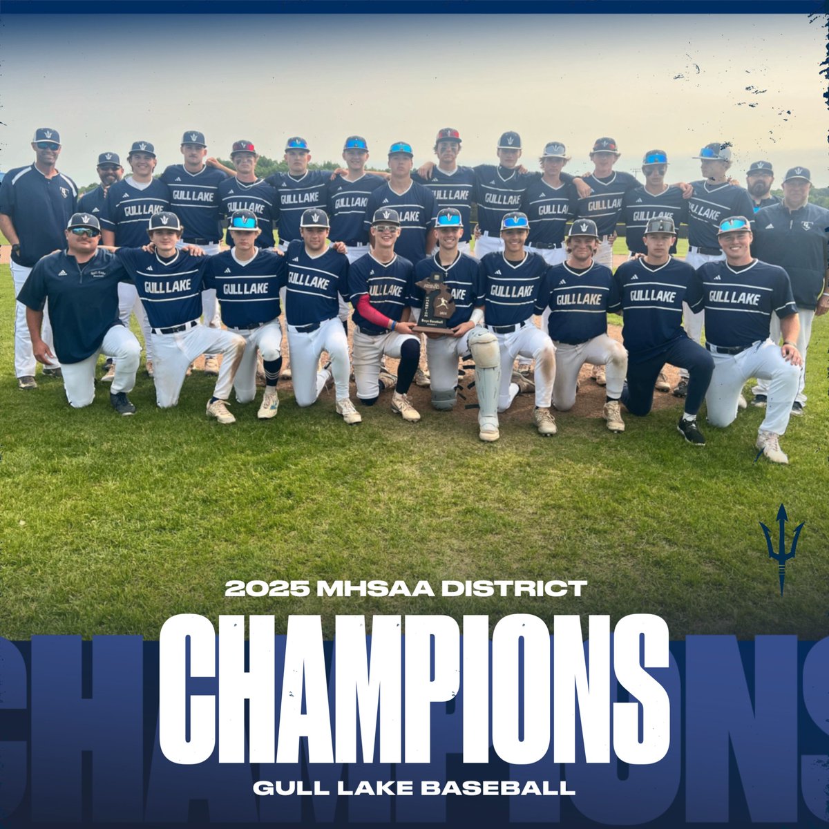 GL Baseball -- 2025 district champions! They knocked off Harper Creek in the semi 5-3 and then defeated Hastings in the final! Next game is Wednesday, June 4; 4:30 pm against Hopkins at Harper Creek. 
#forksup #grittydevs