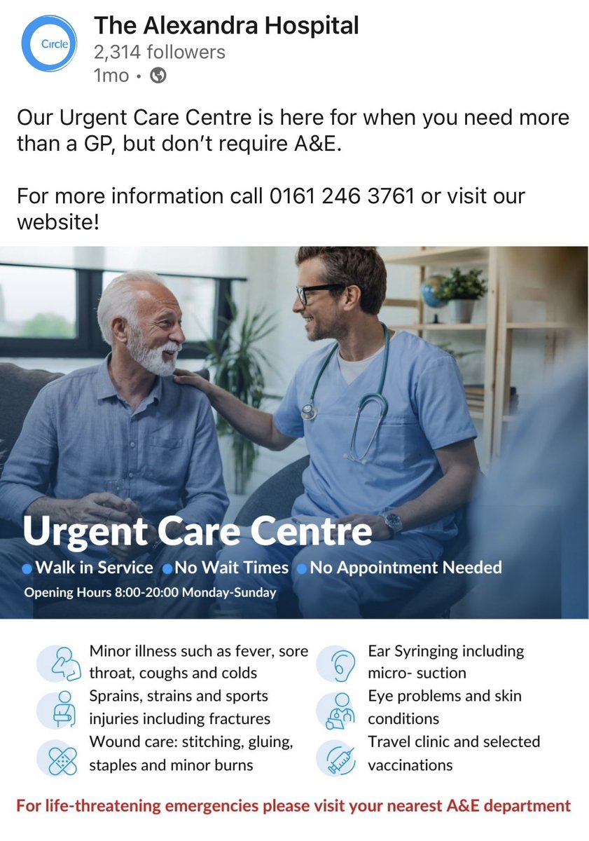 A wonderful service to avoid A&amp;E!!