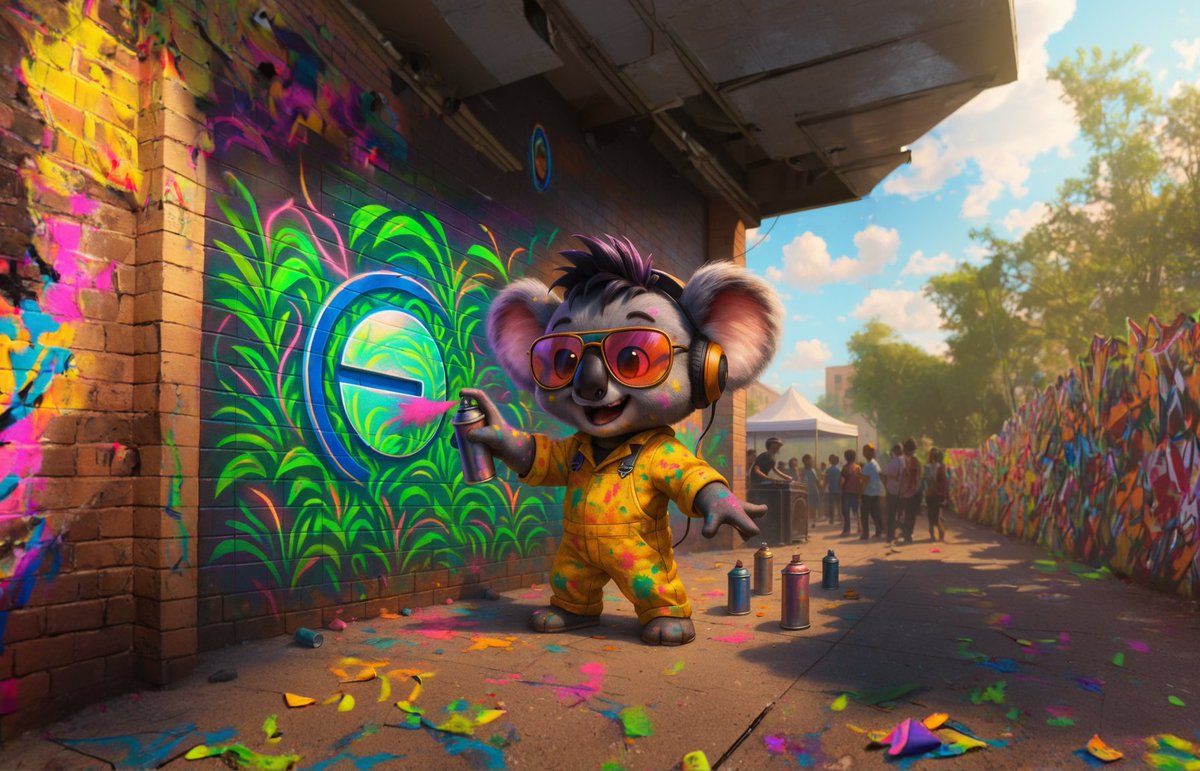 CalliopeOnBase's tweet image. Groovin&apos; with Beats the Koala as he splashes the street with $BEATS magic! 🎨🎶 Embrace the art, music, and crypto fusion on @base that&apos;s as vibrant as a festival! 🎧🌿 #BeatsOnBase #CryptoCreativity