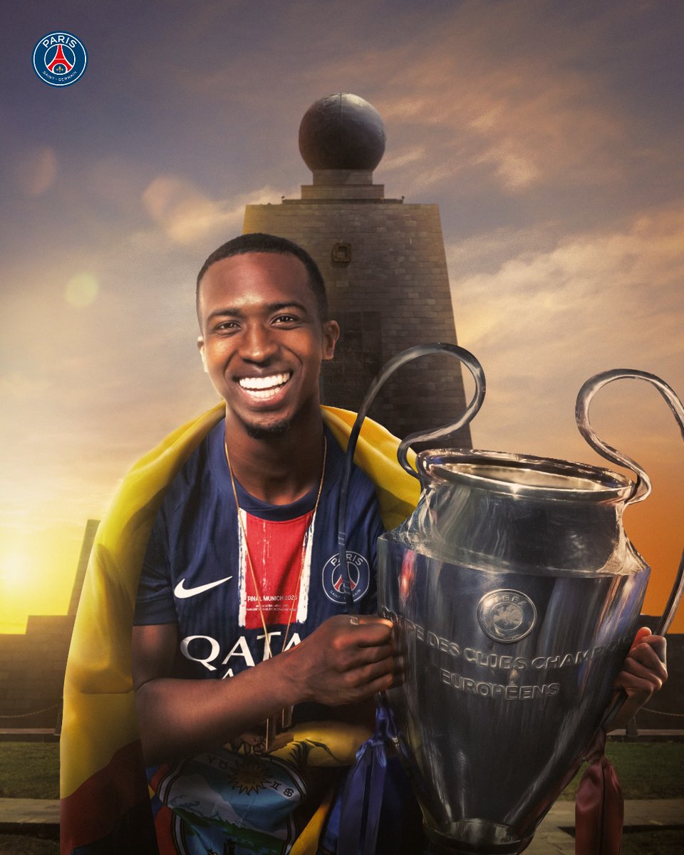 William Pacho. Con ustedes, el primer ecuatoriano campeón de la Champions League, con el triunfo aplastante 5-0 del PSG sobre el Inter de Milán. Leyenda. 🏆