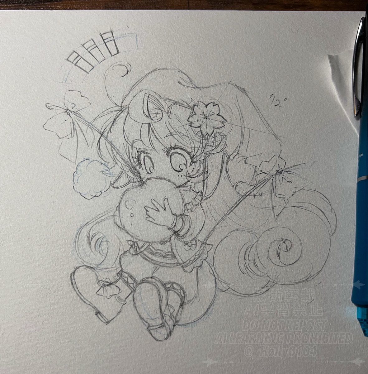 昨夜絵チャを見学させてもらいながらスケッチブックにおシャルを描いてました✨チャットのみの参加でも楽しかったー🥰
スケッチブックの紙が薄いけどこのまま塗ってみようと思います。
その前に地区の草刈りだ！