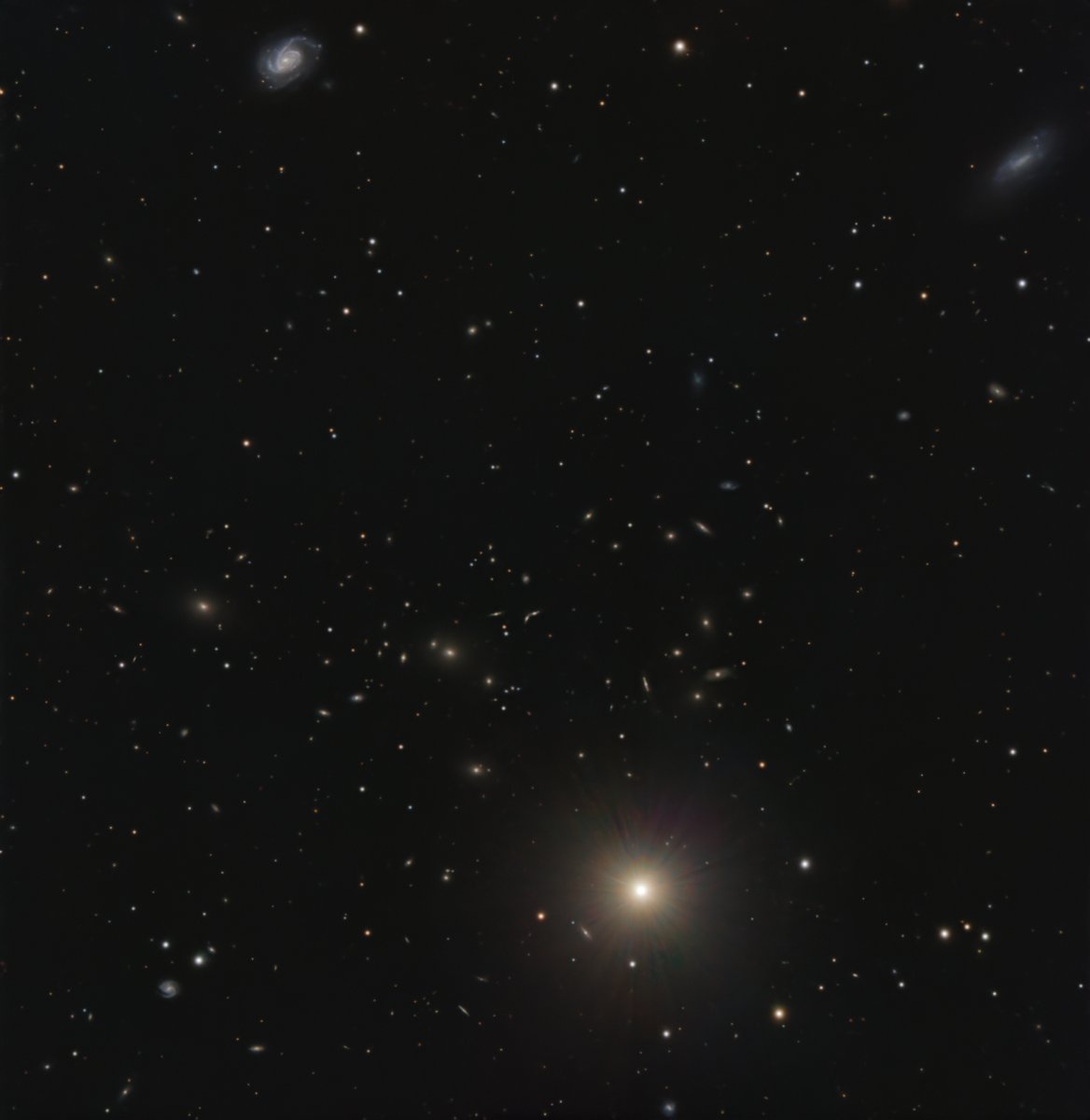 Galaxy cluster Abell 1377 in Ursa Major. 

Lots of tiny faint fuzzies at a staggering distance of 700 million light-years. The two brighter galaxies at the top are NGC 3890 &amp; NGC 3850, at around 120 million light-years not part of the cluster.

6h with the C8 <a href="/f/">Fred Oliveira 🧠</a>/7