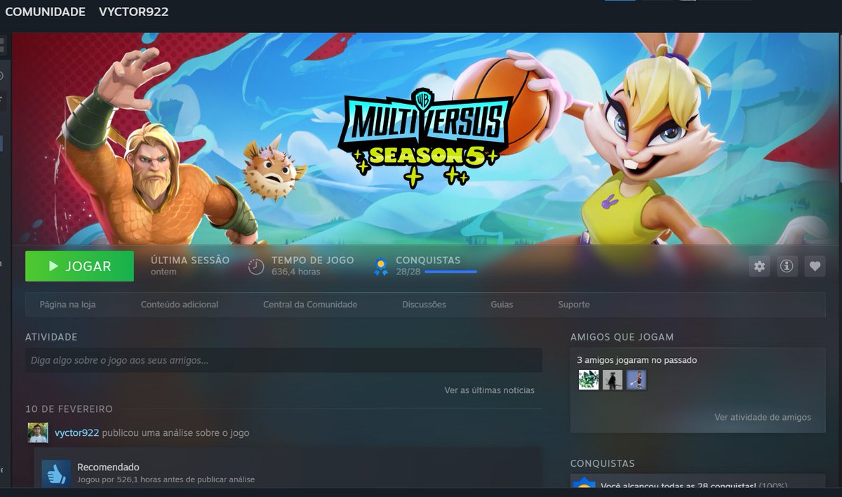 vyctor922's tweet photo. Esse foi meu empenho nesse falecido joguinho virtual...

#MultiVersus #savemultiversus https://t.co/UiAeQDbbBU