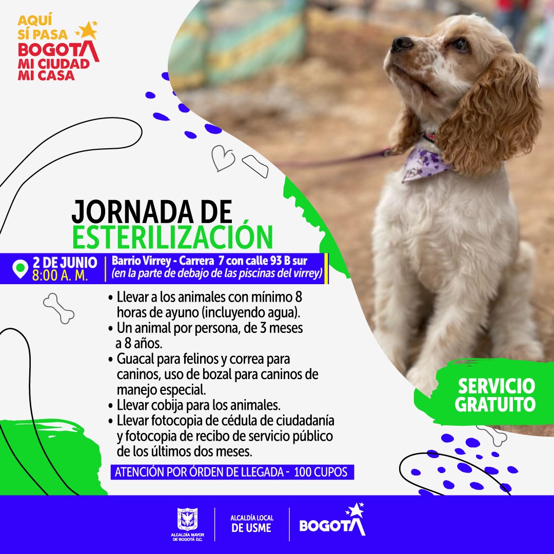 #AquíSíPasa ❤️💛Trae a tu perro 🐶 o gato 🐱 a nuestra jornada gratuita  de esterilización en el barrio El Virrey. 

Recuerda 📢 llegar temprano, son cupos limitados.🐾 ¡Cuidar es amar!