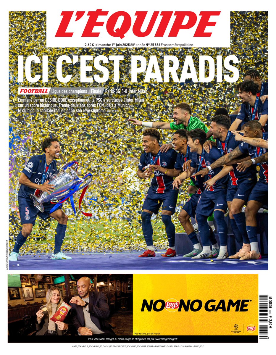 "Ici c'est paradis" ⭐ 

La une de L'Équipe du 1er juin !