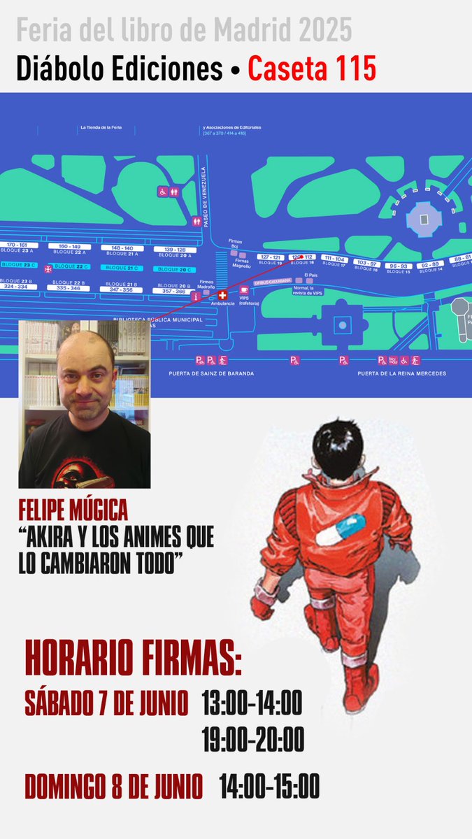 Kaneda ya está rumbo a la feria del libro de Madrid donde estaré firmando ejemplares de mi libro "Akira y los animes que lo cambiaron todo" el fin de semana que viene
