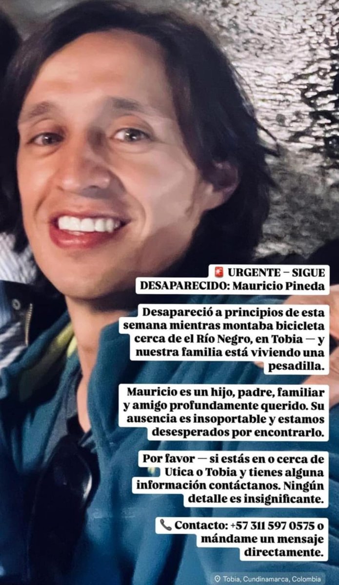 JPinedaMdz's tweet photo. Amigos y amigas de #utica #tobia #VilletaCundinamarca #Quebradanegra #Cundinamarca. Ayúdanos a encontrar a Mauricio Pineda desaparecido en esta zona. Su ayuda es importante. https://t.co/U7Z1XgyrYP