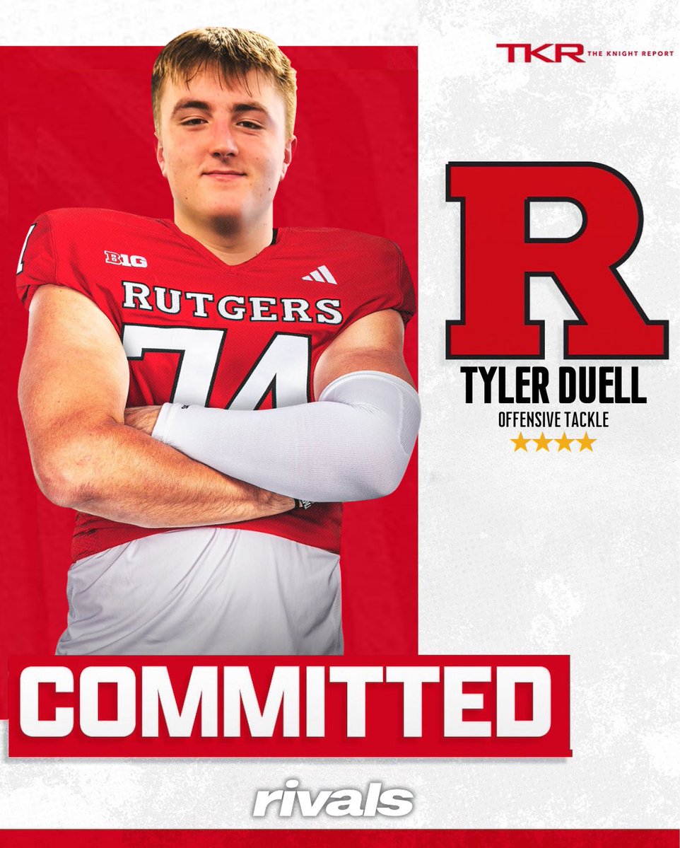 Rutgers Scarlet Knights | The Knight Report (@rutgersrivals) on Twitter photo ⚔️COMMIT ALERT⚔️
4️⃣⭐️ <a href="/WCEastFootball/">WC East Vikings Football</a> OL Tyler Duell (<a href="/TylerDuell18/">Tyler Duell 4⭐️ OT</a>) commits to Rutgers Football!
Also held offers from Georgia, Kentucky, Pittsburgh and several others.
👉 tinyurl.com/Duell2RU ⚔️COMMIT ALERT⚔️
4️⃣⭐️ <a href="/WCEastFootball/">WC East Vikings Football</a> OL Tyler Duell (<a href="/TylerDuell18/">Tyler Duell 4⭐️ OT</a>) commits to Rutgers Football!
Also held offers from Georgia, Kentucky, Pittsburgh and several others.
👉 tinyurl.com/Duell2RU
