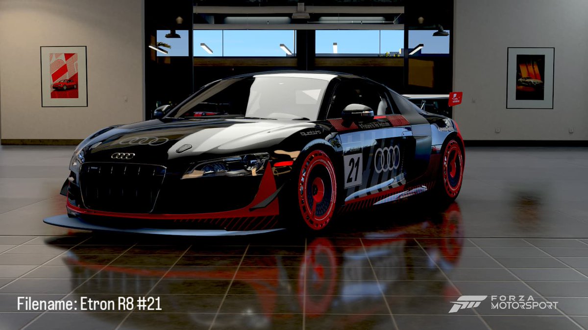 Bhattman21's tweet photo. 2010 Audi R8 Coupé 5.2 FSI Quattro Etron inspired livery ready to use in the 20th Anniversary Series.

@audi
@audiuk
@audisport
#audi #audisport #audir8 #quattro #forza #forzamotorsport #ForzaMotorsport20 #forzacommunity #Forzashare
#forzapainter #racing #gaming #youtube #twitch https://t.co/NpVIgarPgS