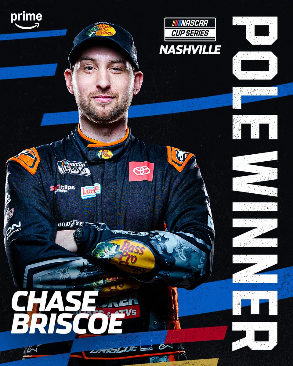 .<a href="/chasebriscoe/">Chase Briscoe</a> takes the pole in Nashville 🚀  #NASCARonPrime