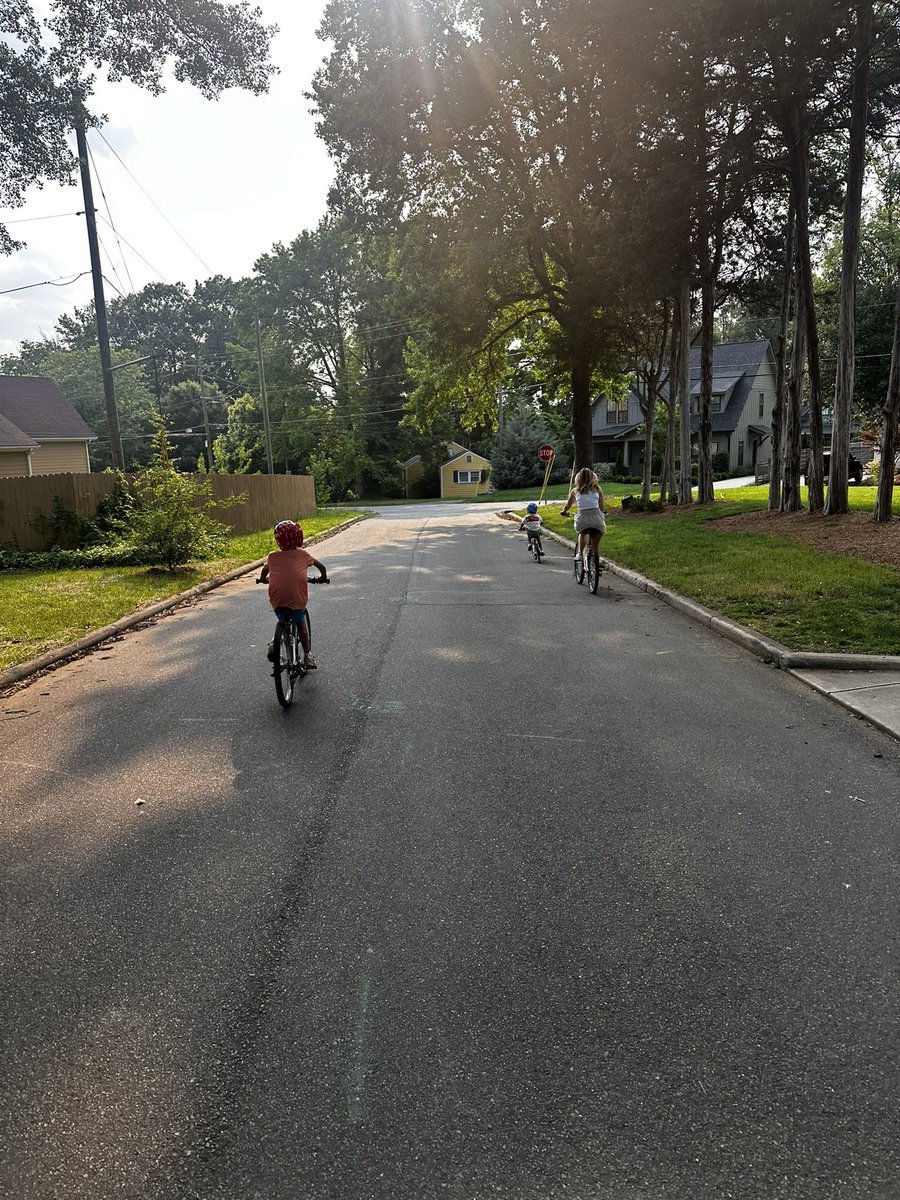 Whole family rode bikes to dinner today

My three and six year olds each rode their own bike

Instead of being strapped into a car seat and driven, they were able to get themselves to the restaurant

Walkable neighborhoods give kids freedom