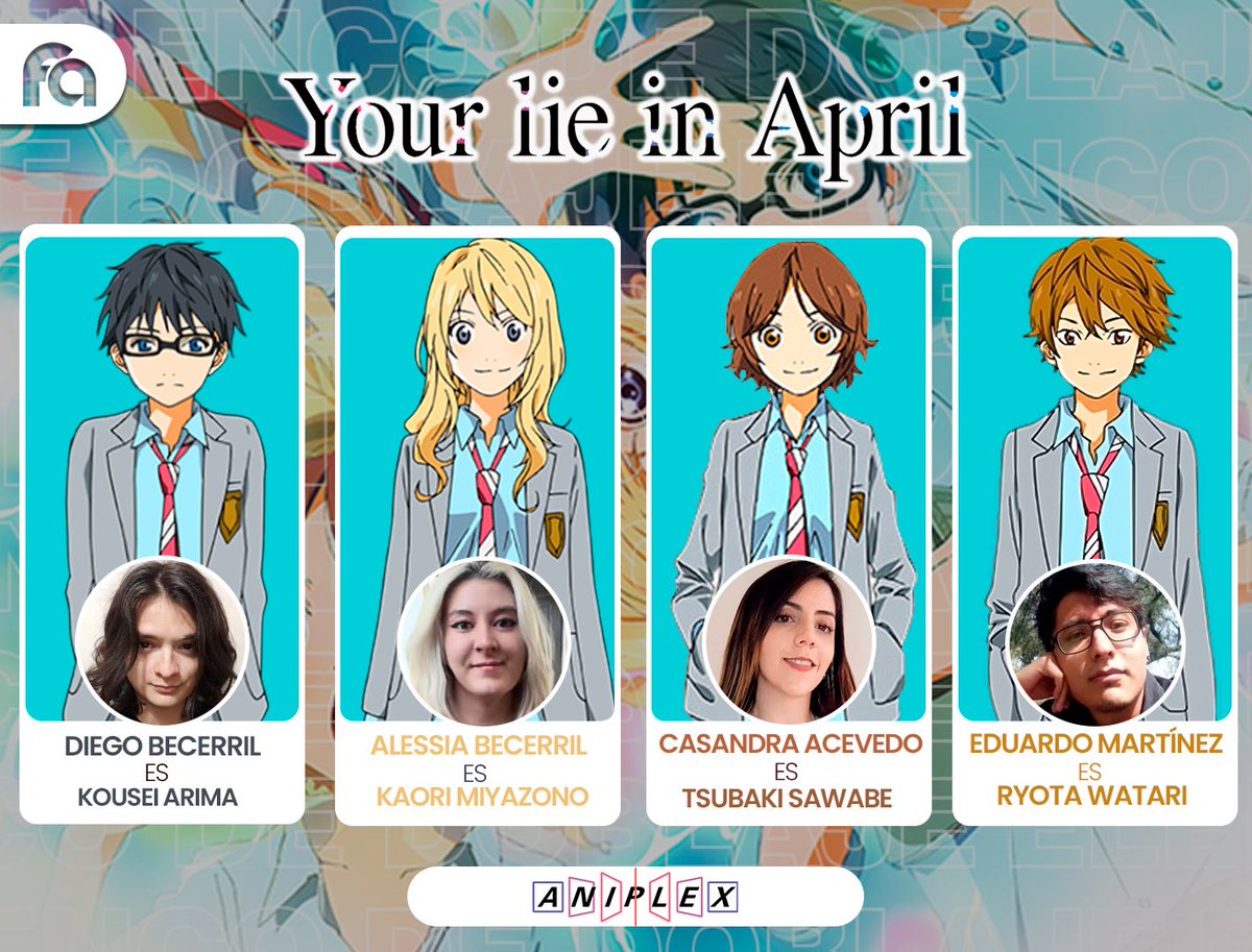 Funianime Latam (@funianime) on Twitter photo Un prodigio del piano pierde la música tras la muerte de su madre… hasta que una violinista irrumpe en su vida con una mentira de primavera que lo cambiará todo.
🌸 Prepárate para llorar con Your Lie in April.
🎹 Diego Becerril <a href="/DieGOH_Becerril/">Diego Becerril</a> es Kousei Arima
🎻 Alessia Un prodigio del piano pierde la música tras la muerte de su madre… hasta que una violinista irrumpe en su vida con una mentira de primavera que lo cambiará todo.
🌸 Prepárate para llorar con Your Lie in April.
🎹 Diego Becerril <a href="/DieGOH_Becerril/">Diego Becerril</a> es Kousei Arima
🎻 Alessia