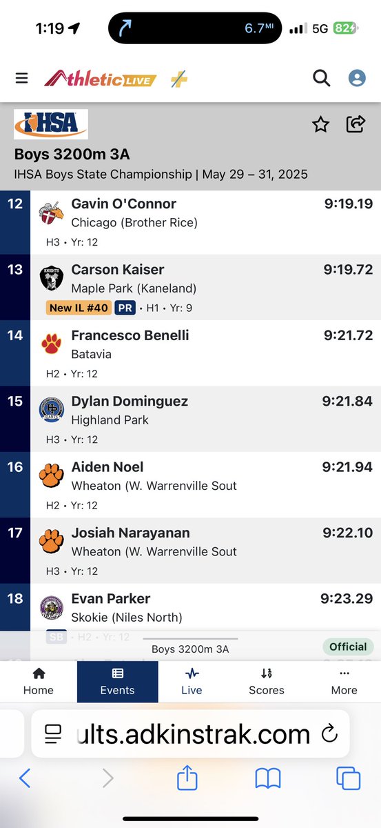 Carson Kaiser (@carsonckaiser) on Twitter photo Grateful for the opportunity to run at <a href="/IHSA_IL/">Illinois High School Association #IHSA</a> State Championship Series today.
Seeded 31/43 going into finals.
Finished 13th and only 4 spots out of All-State. Great way to finish up my rookie season.
Putting everyone on notice š. 2A, Iām coming for ya!!!
<a href="/KHSBoysTrack/">Kaneland Boys Track</a> Grateful for the opportunity to run at <a href="/IHSA_IL/">Illinois High School Association #IHSA</a> State Championship Series today.
Seeded 31/43 going into finals.
Finished 13th and only 4 spots out of All-State. Great way to finish up my rookie season.
Putting everyone on notice š. 2A, Iām coming for ya!!!
<a href="/KHSBoysTrack/">Kaneland Boys Track</a>