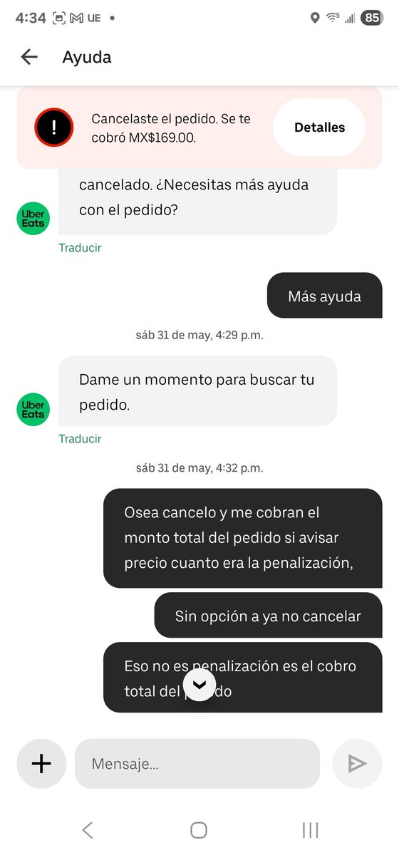 elfruti's tweet photo. @UberEats @AtencionProfeco definitivamente debe de existir la información de que no es cancelarle, no sólo te cobran el producto completo que cancelas también el envío que no se realiza y que obvio se quedan porque se cancelo a los 3 min sin conductor asignado. Básicamente robo. https://t.co/ZZypX3TpTL