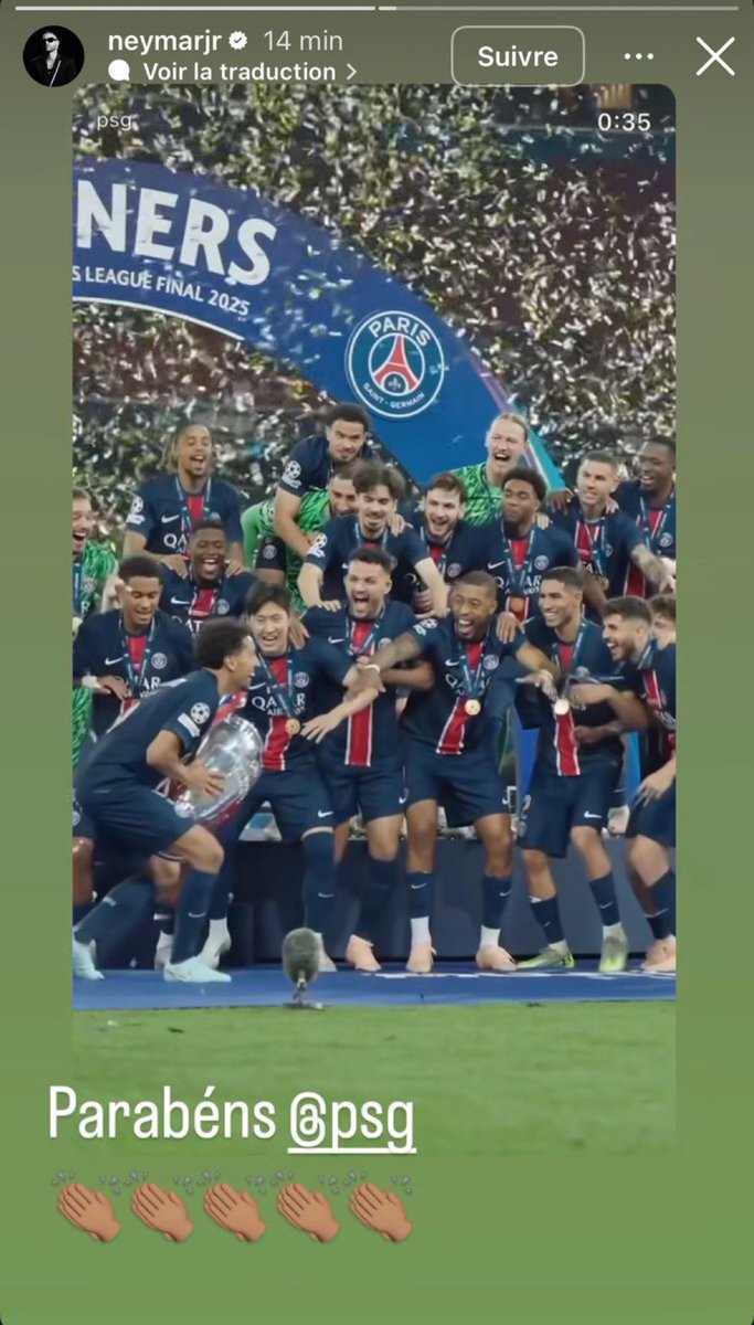 ❤️💙 Neymar JR. félicite le PSG pour son sacre européen sur Instagram ! 🇧🇷