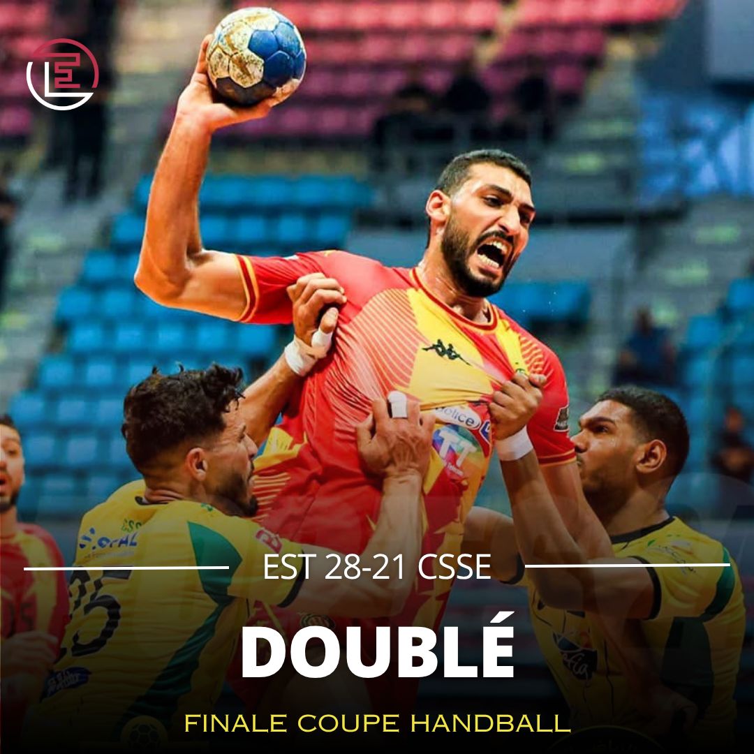🏆🤾🟡🔴 Le Doublé pour l'Espérance Sportive de Tunis ! 

Les Sang et Or ont remporté leur 31e Coupe de Tunisie de Handball (la 5e de suite), après leur victoire contre le Club sportif de Sakiet Ezzit sur le score de 28 à 21.

Les protégés de Bassem Sobki concluent une saison