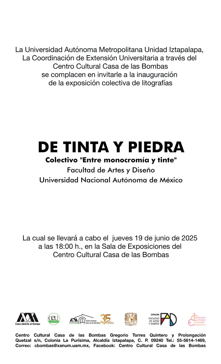 #AgendaCulturalUAMI 
#sóloencasadelasbombas casadelasbombas.izt.uam.mx