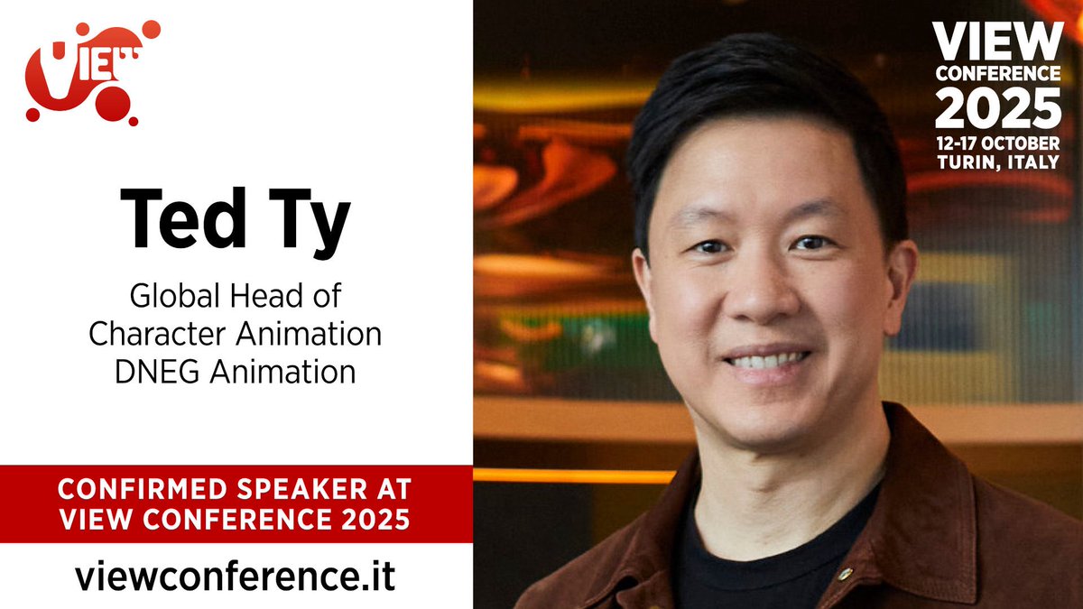 ViewConference's tweet photo. @ViewConference 2025 announces that @dneg’s Global Head of Character Animation, #TedTy, is a confirmed speaker for our upcoming edition.
Join us!
https://t.co/rMW7idchW3
12-17 Oct
#animation #animatedfeatures #vfx #visualeffects #games #ai #3d #2d #digitalart #film #art #cgi https://t.co/KL1GAAEIZZ